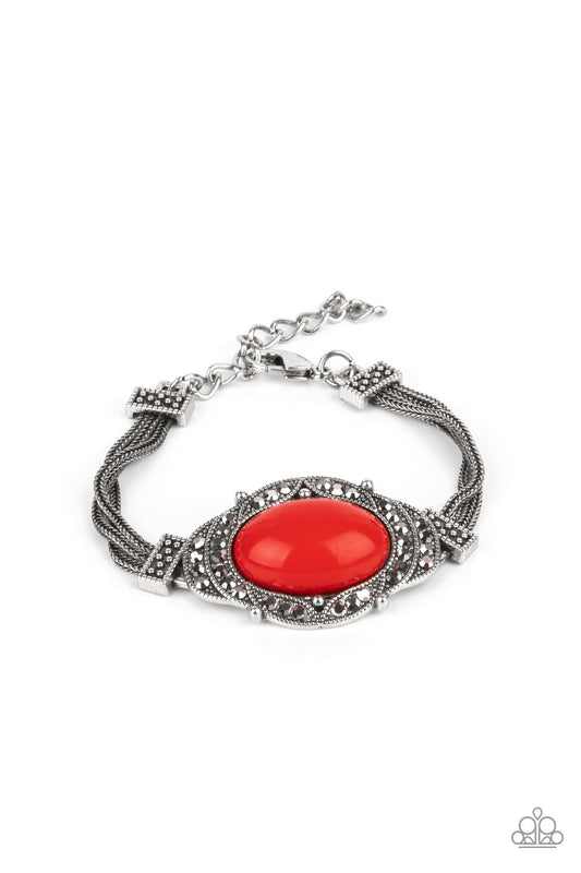 Paparazzi Accessories-Top-Notch Drama Red Oval Bead Bracelet