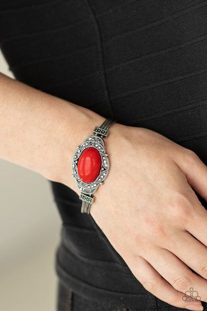 Paparazzi Accessories-Top-Notch Drama Red Oval Bead Bracelet