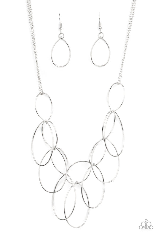 Paparazzi Accessories-Top TEAR Fashion Silver Necklace Set