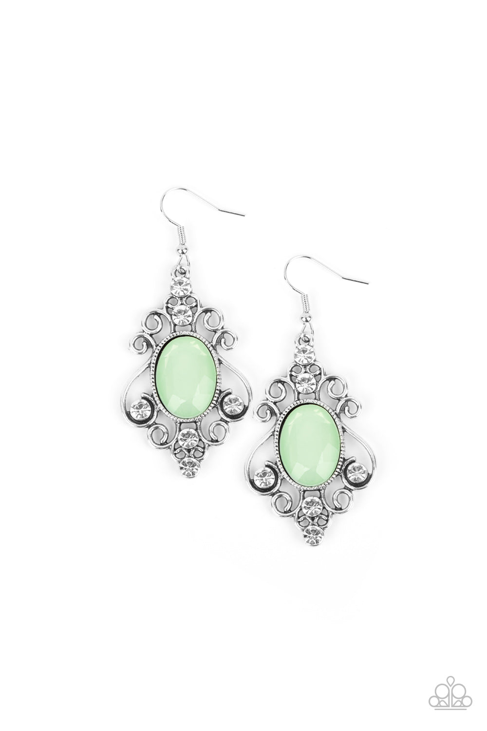 Paparazzi Accessories- Tour de Fairytale Green Ash Gem Earrings