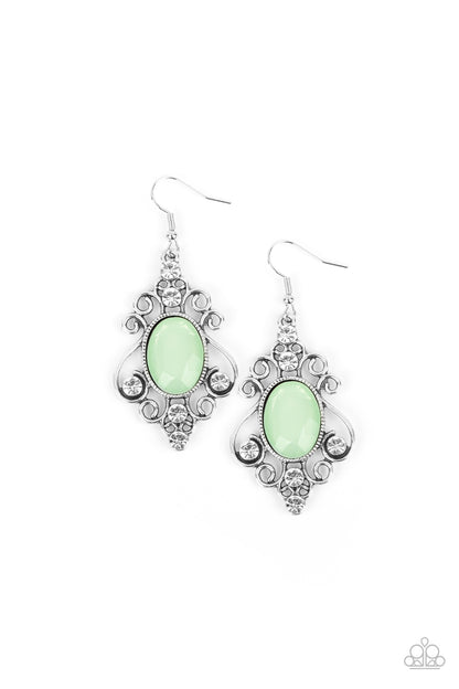 Paparazzi Accessories- Tour de Fairytale Green Ash Gem Earrings