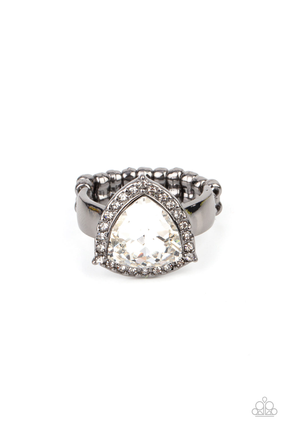 Paparazzi Accessories-Tour de Timeless Black Frame White Rhinestone Ring