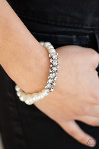 Paparazzi Accessories-Traffic-Stopping Sparkle White Bracelet