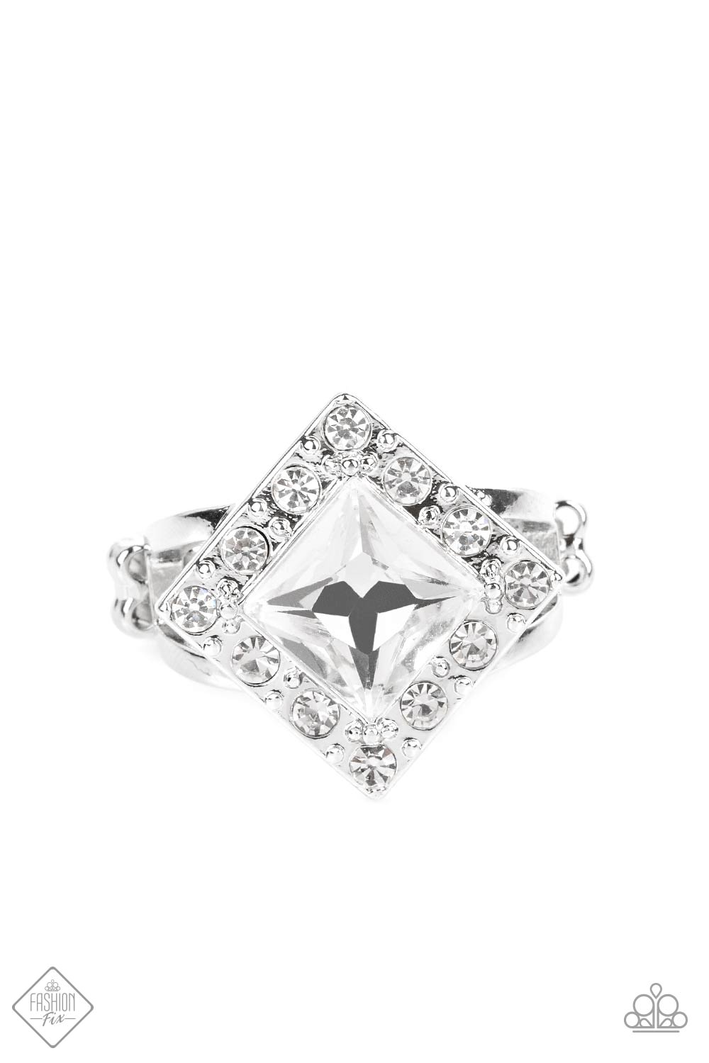 Paparazzi Accessories-Transformational Twinkle White Square Rhinestone Ring