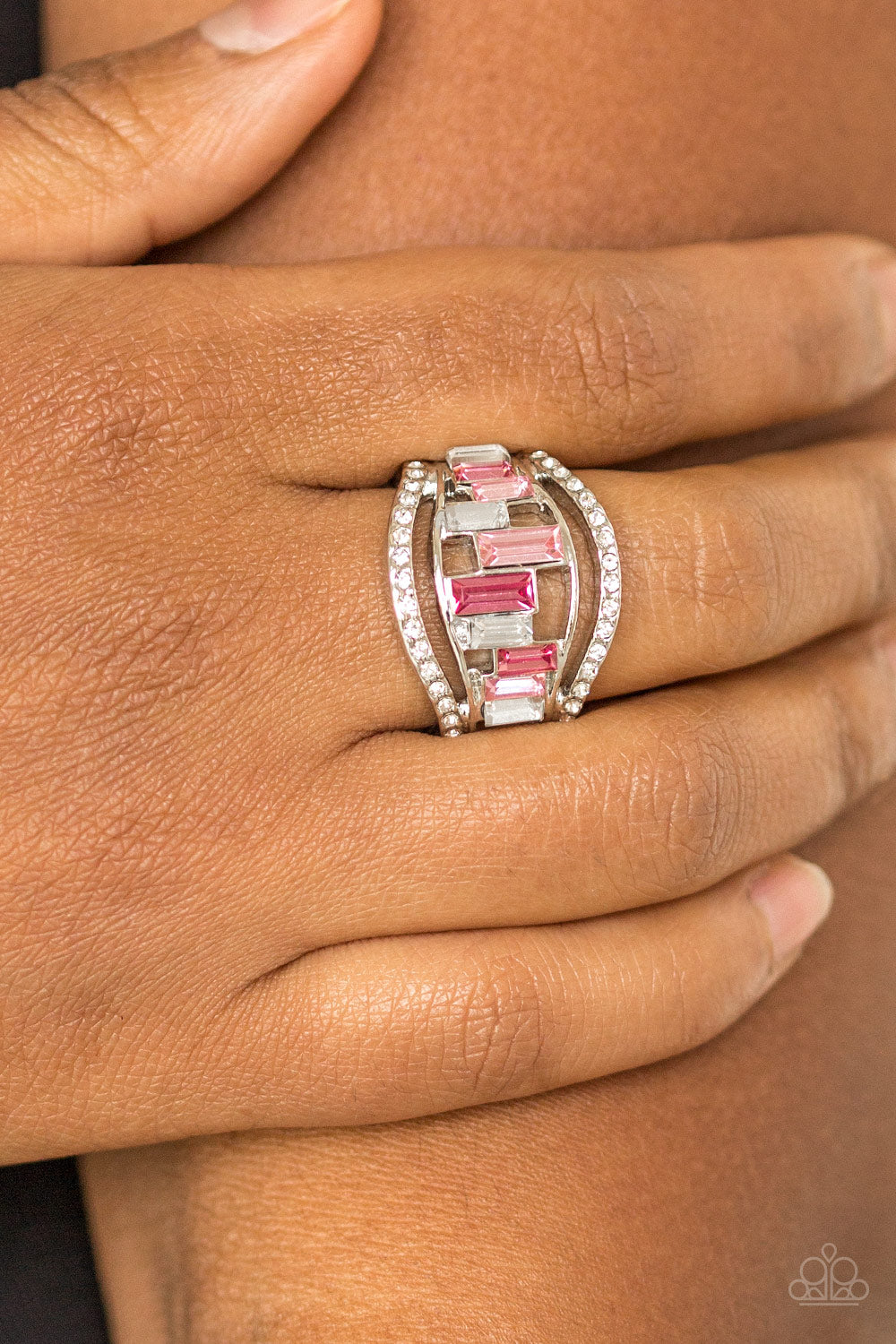 Paparazzi Accessories-Treasure Chest Charm Pink Ring