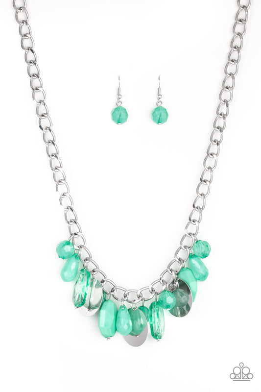 Paparazzi Accessories-Treasure Shore Green Necklace Set