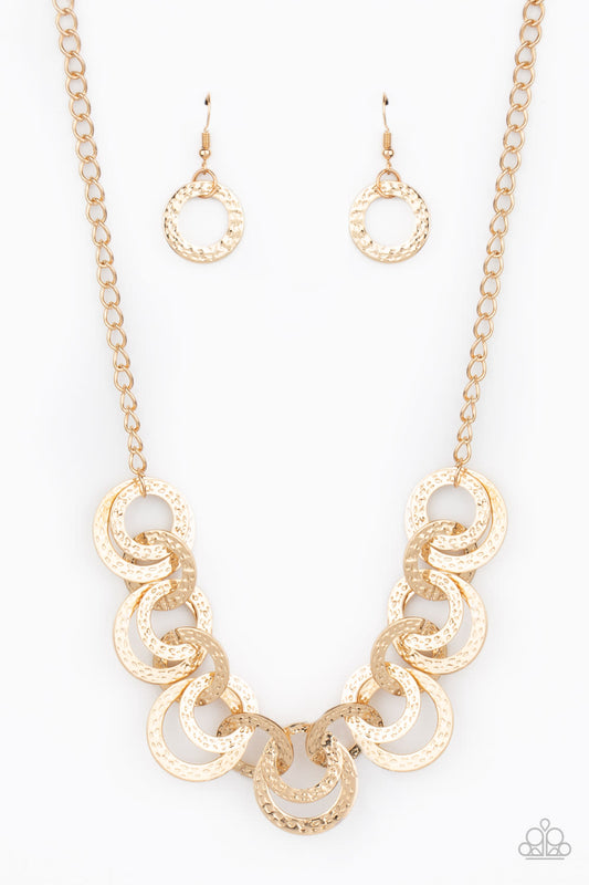 Paparazzi Accessories-Treasure Tease Gold Necklace Set