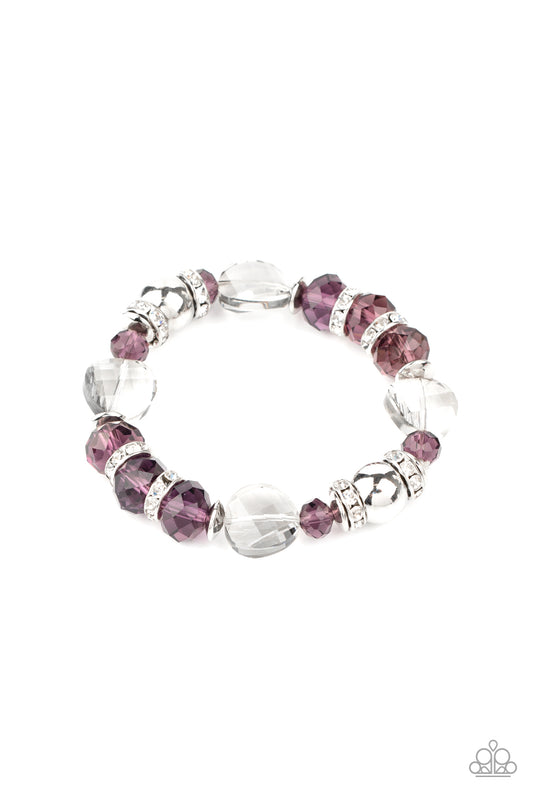 Paparazzi Accessories-Treat Yourself Purple Glassy Bracelet