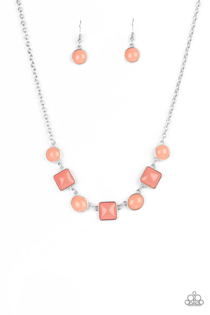 Paparazzi Accessories-Trend Worthy Orange Square/Round Shape Necklace Set