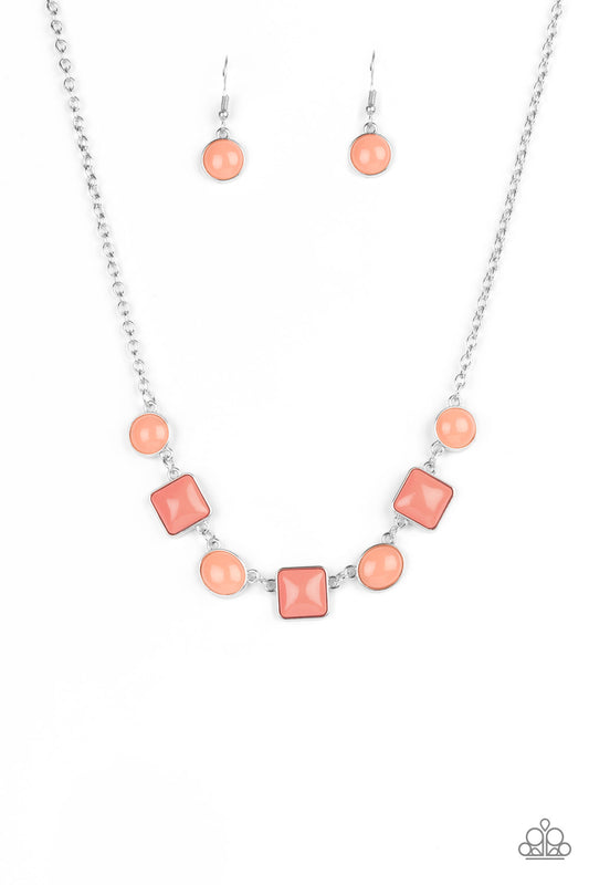 Paparazzi Accessories-Trend Worthy Orange Square/Round Shape Necklace Set