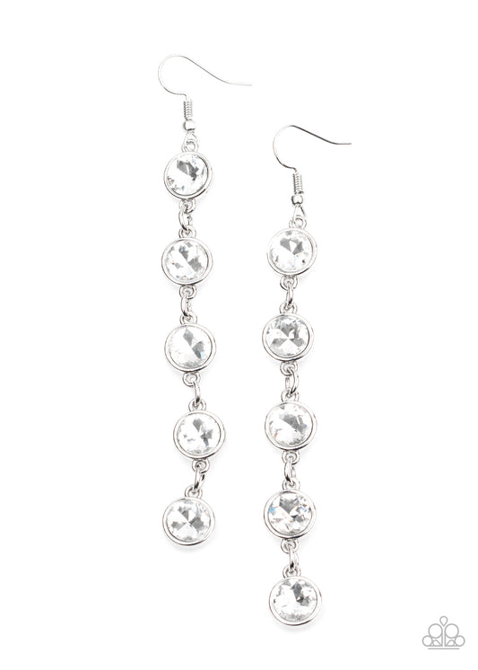 Paparazzi Accessories-Trickle Down Twinkle White Earrings