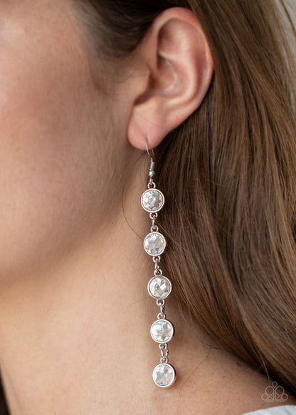 Paparazzi Accessories-Trickle Down Twinkle White Earrings