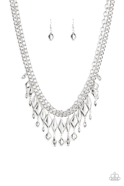 Paparazzi Accessories-Trinket Trade Silver Tassel Bead Necklace Set