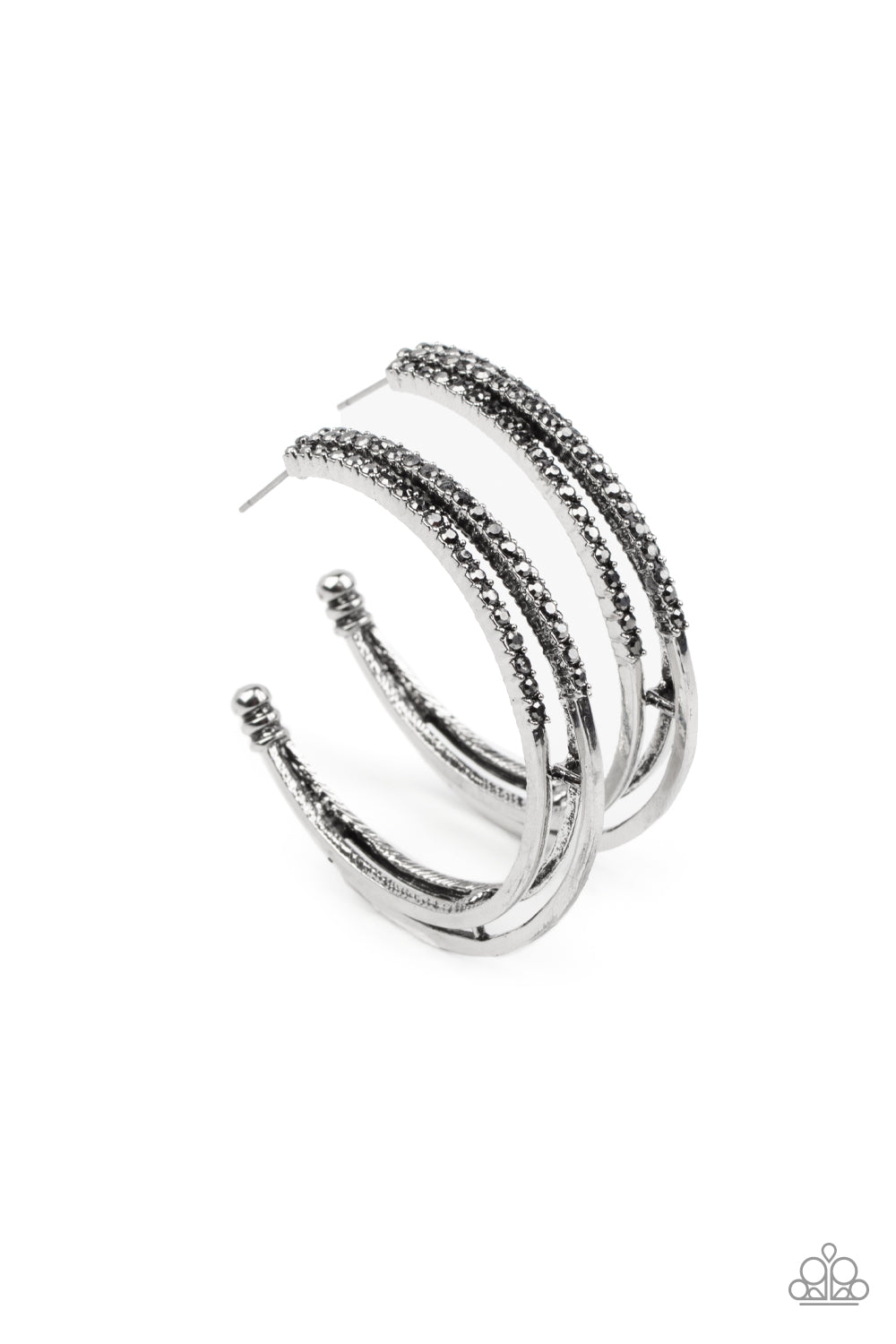 Paparazzi Accessories-Triple Crown Couture Silver Triple Hoop Earrings