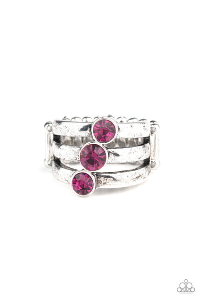 Paparazzi Accessories-Triple The Twinkle Pink Ring