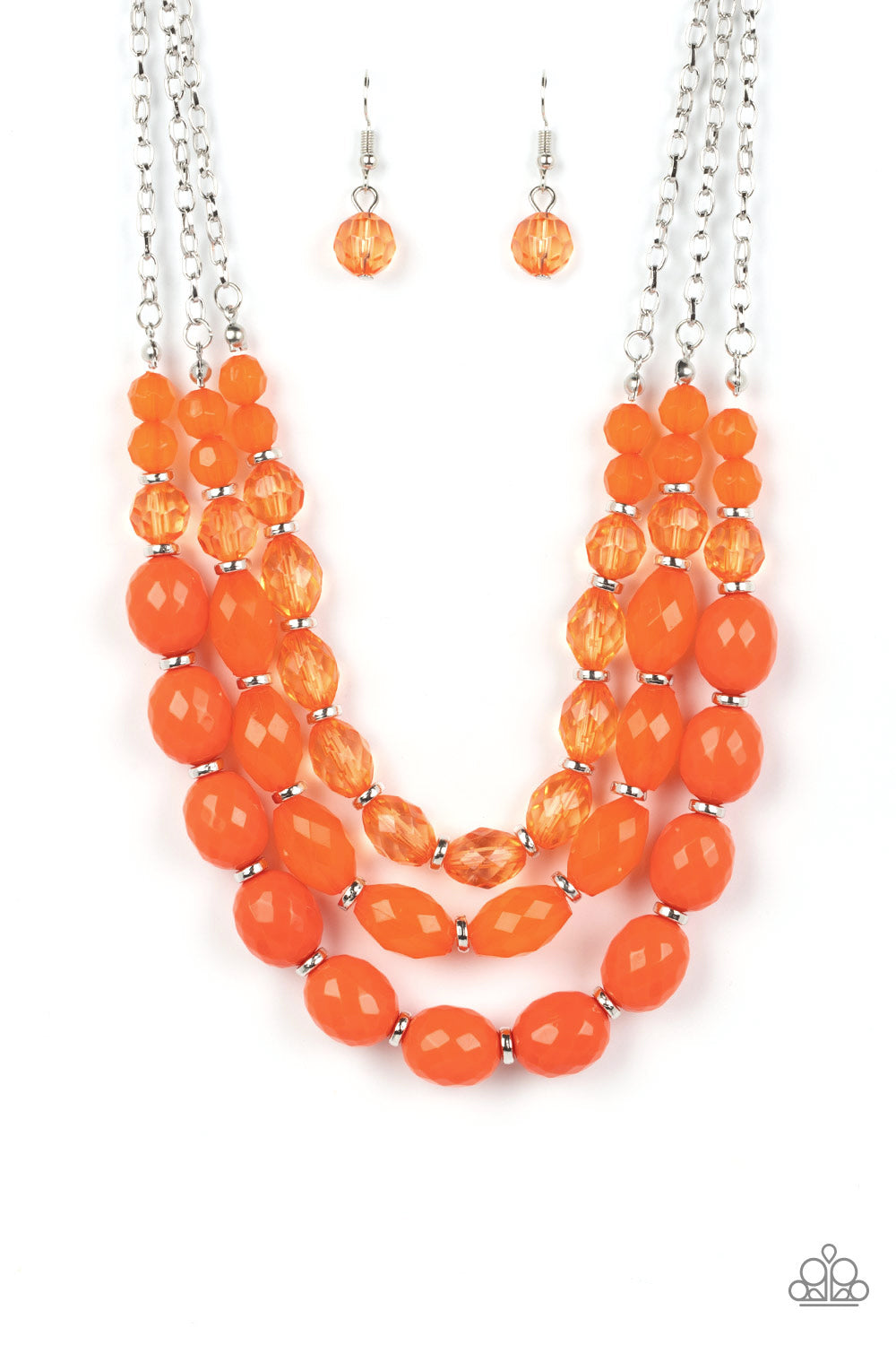 Paparazzi Accessories-Tropical Hideaway Orange Acrylic Bead Necklace Set