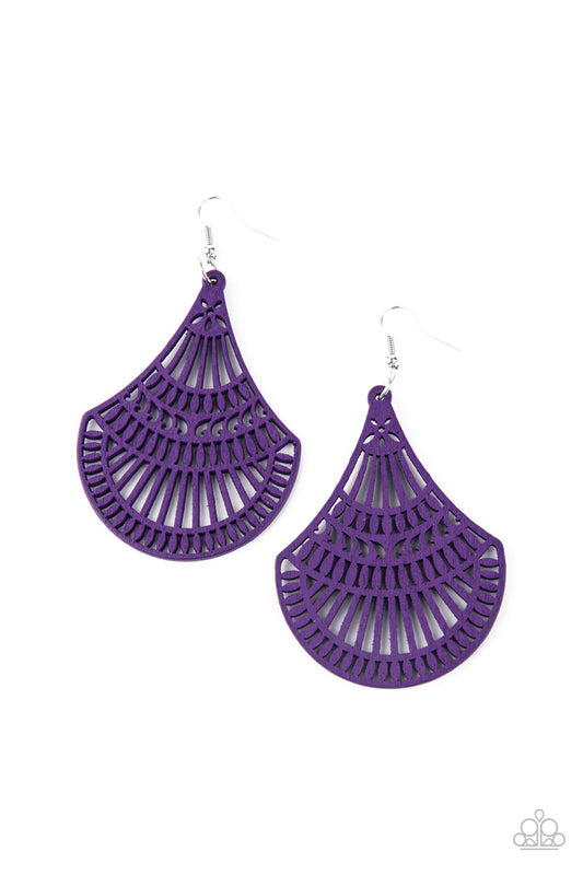 Paparazzi Accessories-Tropical Tempest Purple Wood Earrings