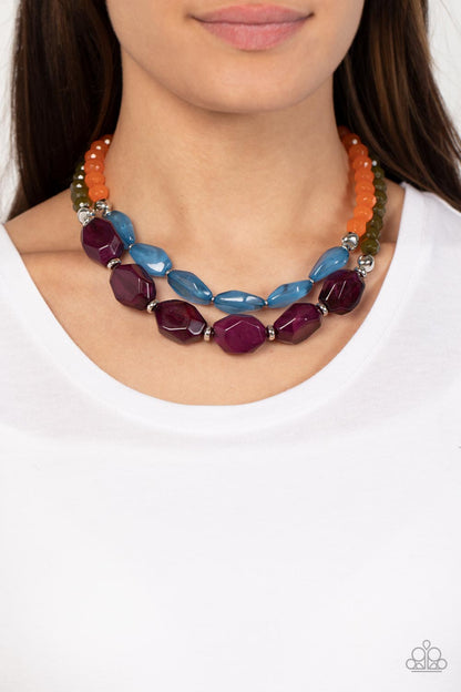 Paparazzi Accessories-Tropical Trove Purple Crystal Bead Necklace Set