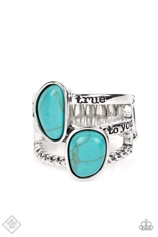 Paparazzi Accessories-True To You Blue Turquoise FF Inspirational  Ring