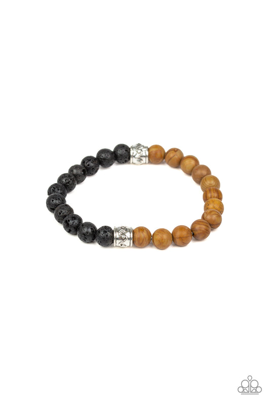 Paparazzi Accessories-Tuned In Brown Stone Bead Bracelet