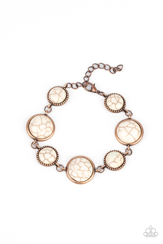 Paparazzi Accessories-Turn Up The Terra Copper White Stone Bracelet