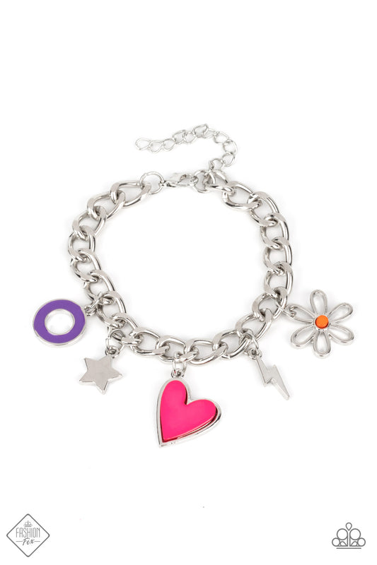 Paparazzi Accessories-Turn Up The Charm Multi Charm Fashion Fix Bracelet