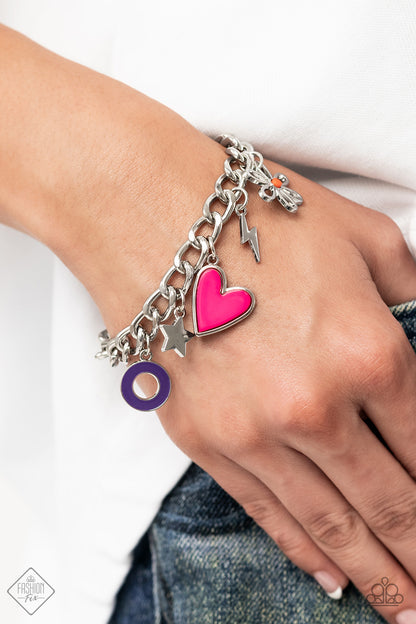 Paparazzi Accessories-Turn Up The Charm Multi Charm Fashion Fix Bracelet