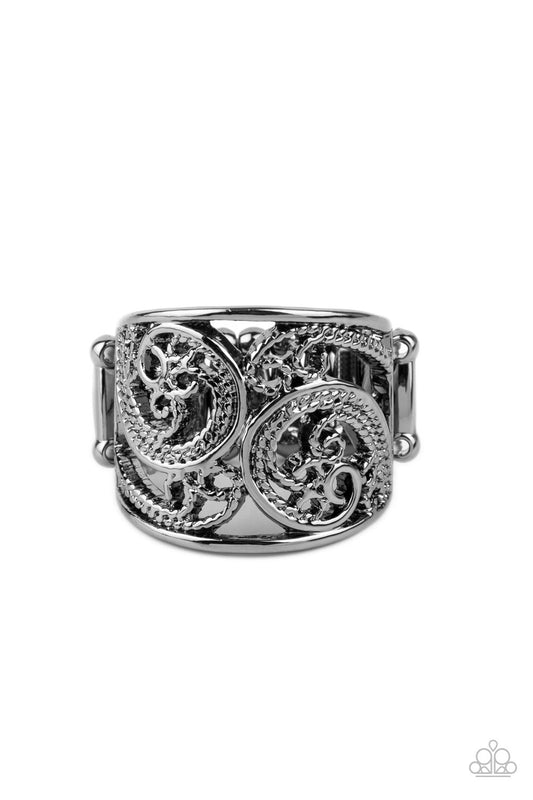 Paparazzi Accessories-Turning The Tides Black Ring