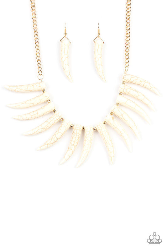 Paparazzi Accessories-Tusk Tundra White Necklace Set