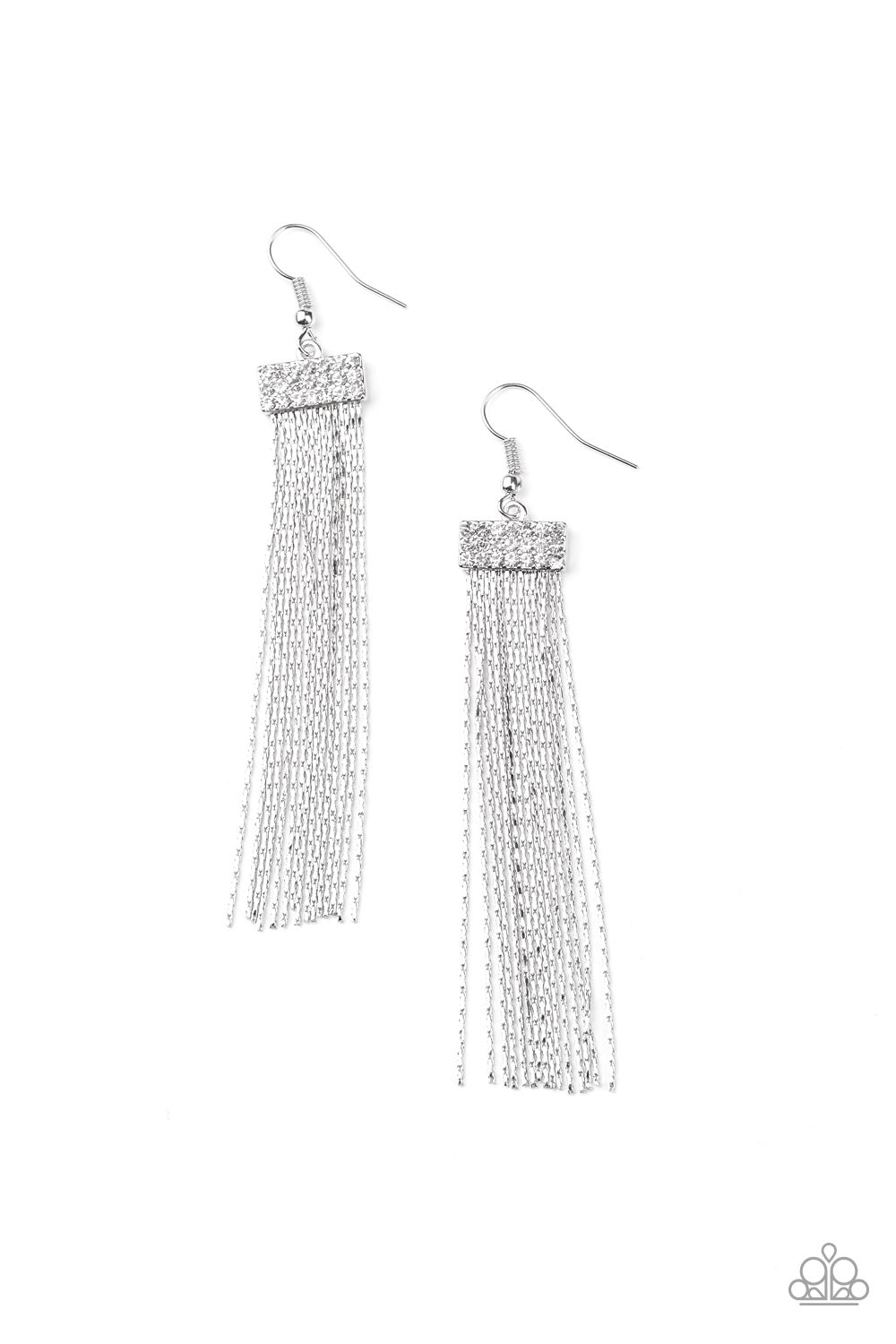 Paparazzi Accessories-Twinkling Tapestry White Earrings