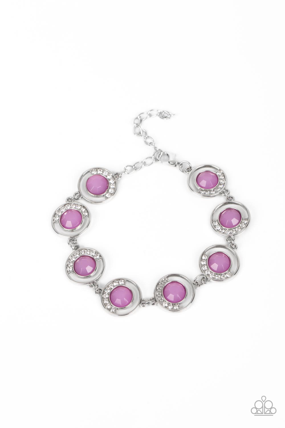 Paparazzi Accessories-Twinkling Trajectory Purple Opaque White Rhinestone Bracelet