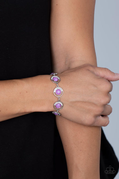 Paparazzi Accessories-Twinkling Trajectory Purple Opaque White Rhinestone Bracelet