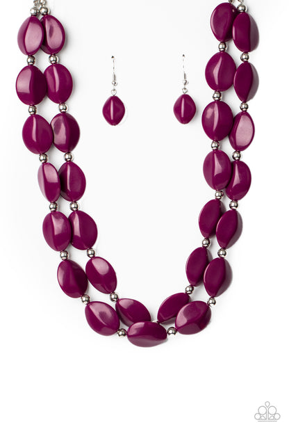 Paparazzi Accessories-Two-Story Stunner Purple Stone Necklace Set