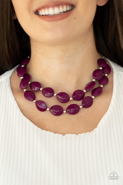 Paparazzi Accessories-Two-Story Stunner Purple Stone Necklace Set