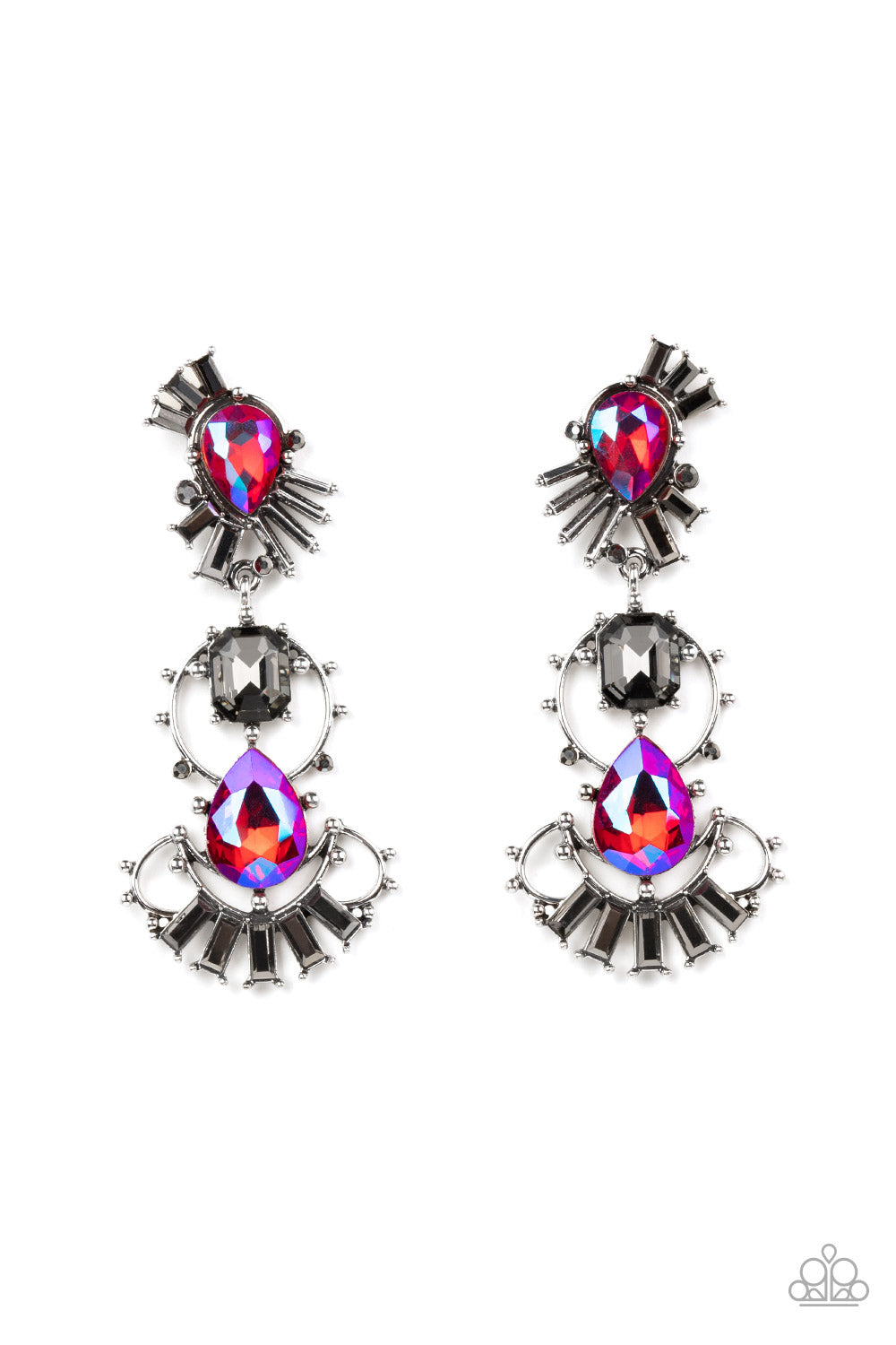 Paparazzi Accessories-Ultra Universal Pink Iridescent Teardrop Smoky Earrings