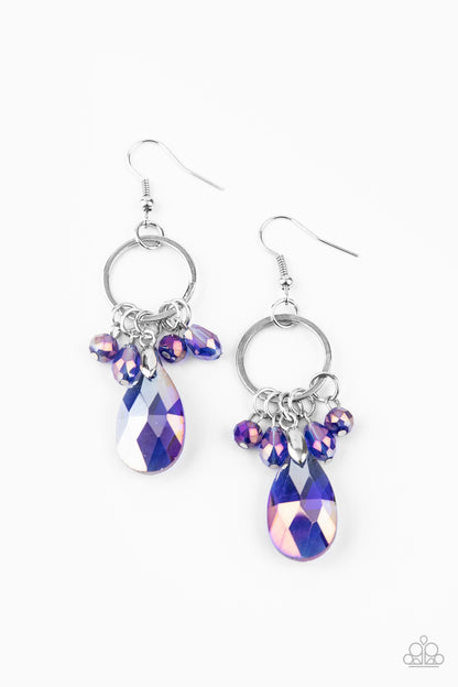 Paparazzi Accessories-Unapologetic Glow Blue Crystal Earrings