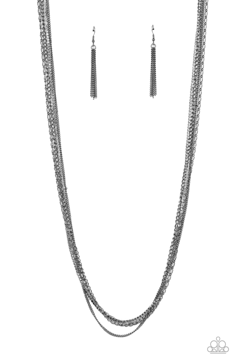 Paparazzi Accessories-Undauntingly Urban Black Glitzy Strand Necklace Set