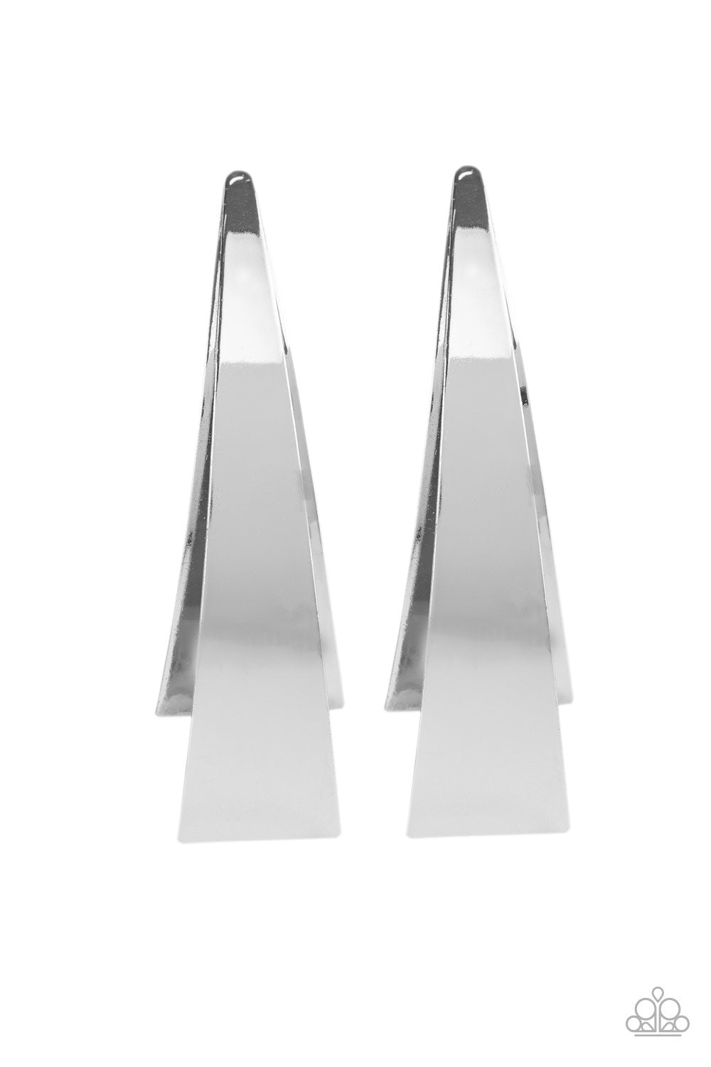 Paparazzi Accessories-Underestimated Edge Silver Triangular Earrings