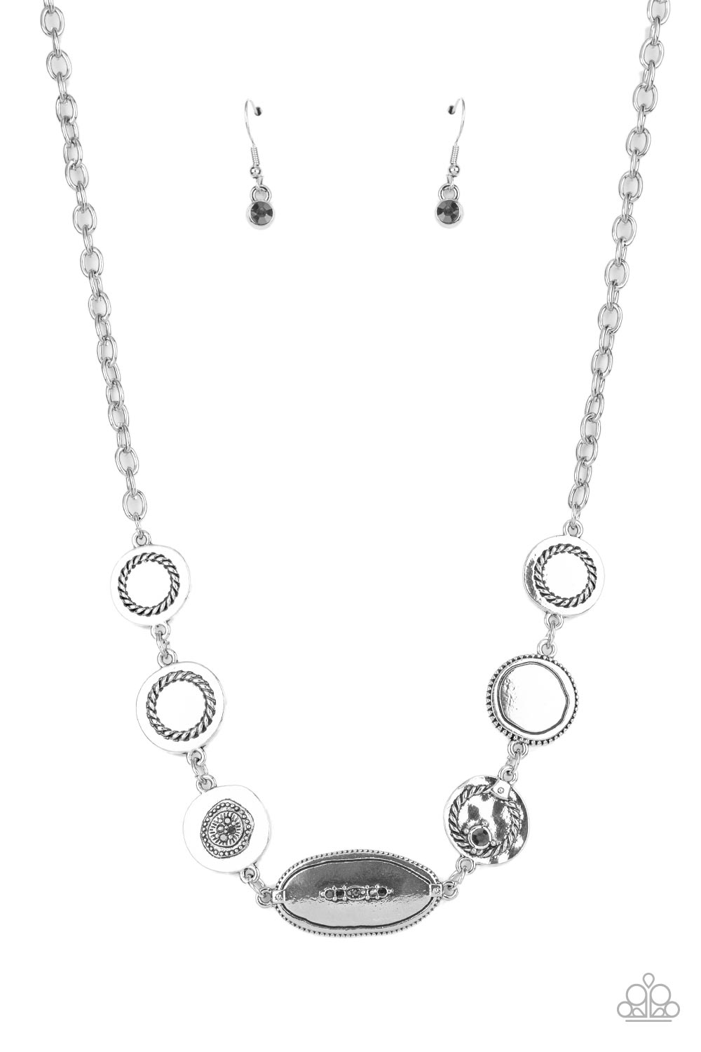 Paparazzi Accessories-Uniquely Unconventional Silver Dainty Hematite Necklace Set