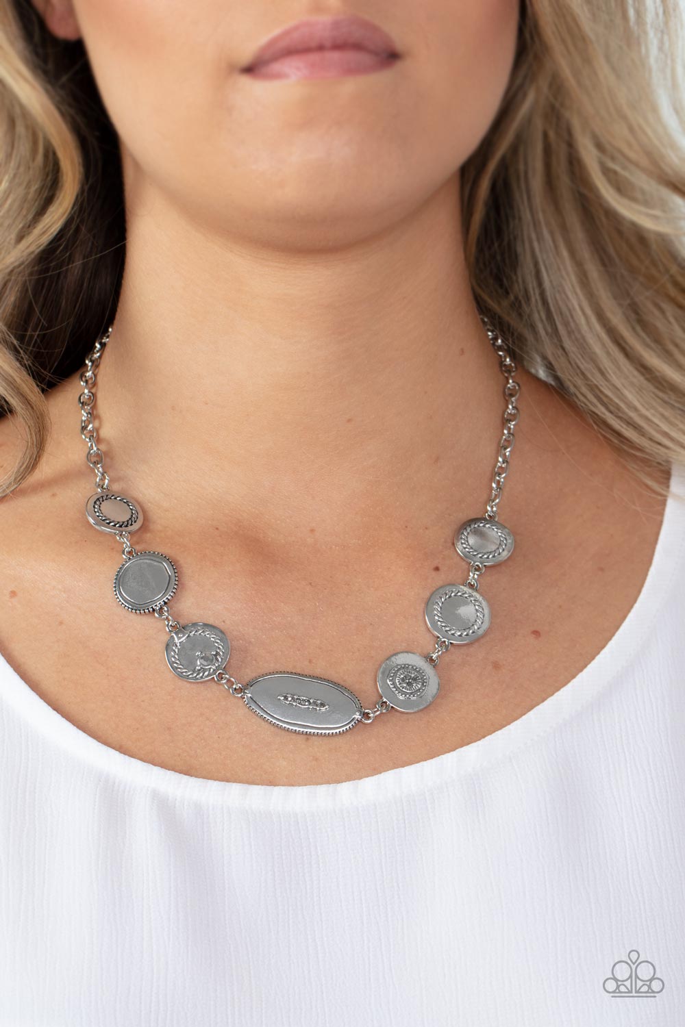 Paparazzi Accessories-Uniquely Unconventional Silver Dainty Hematite Necklace Set