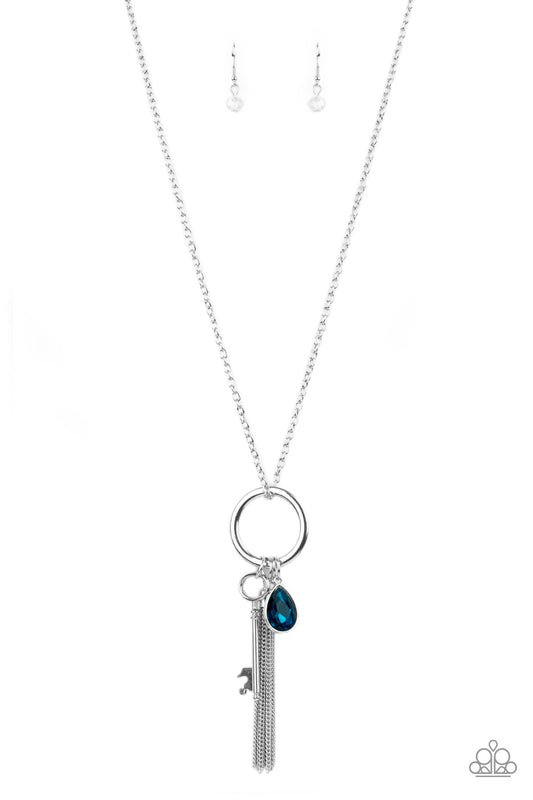 Paparazzi Accessories-Unlock Your Sparkle Blue Crystal Gem Necklace Set