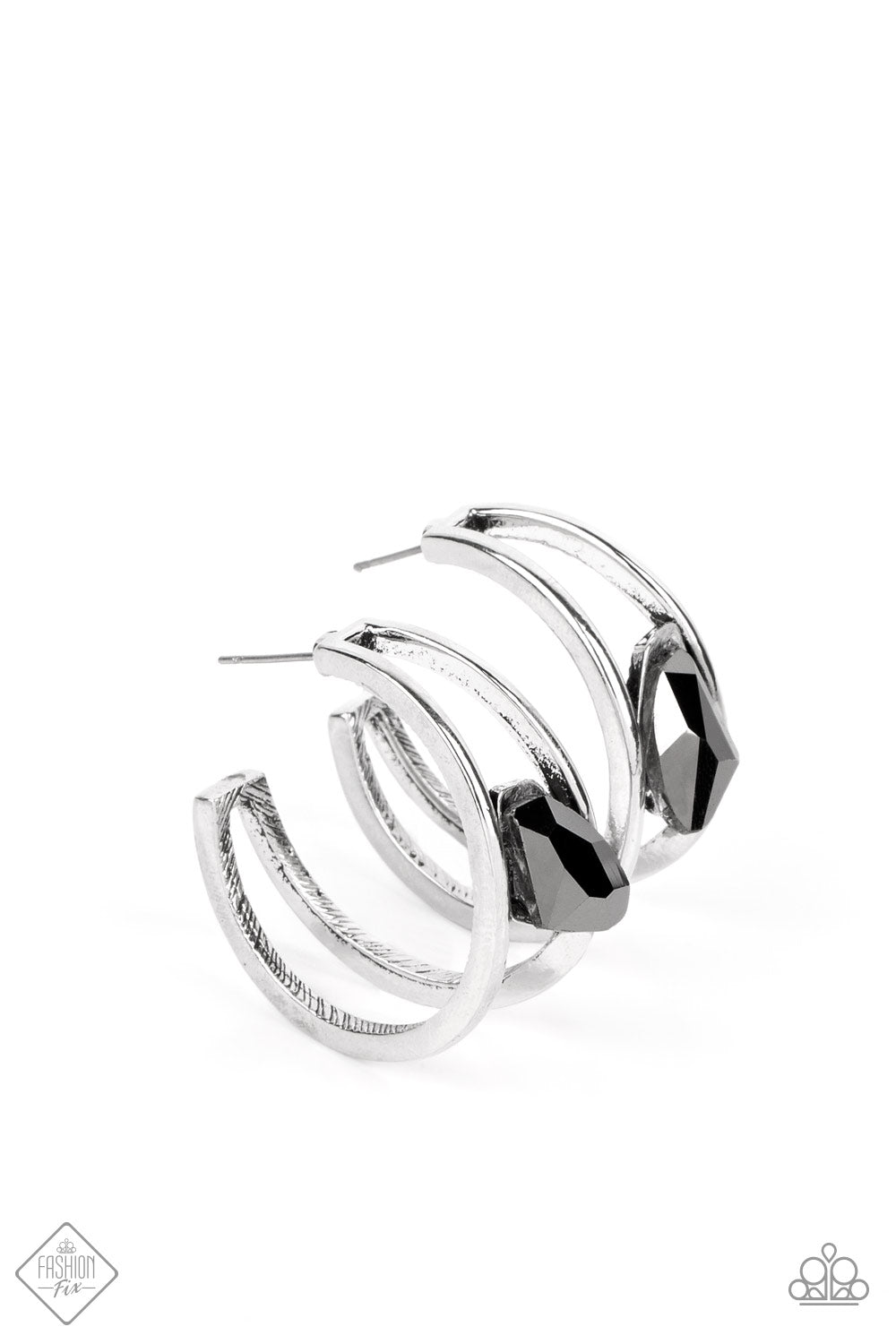 Paparazzi Accessories-Unrefined Reverie Silver Hoop Fashion Fix Earrings