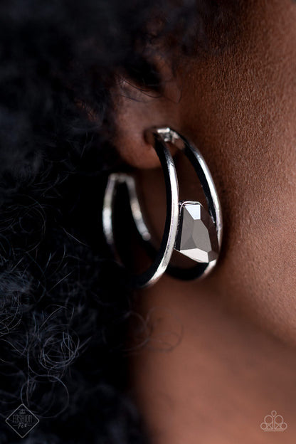 Paparazzi Accessories-Unrefined Reverie Silver Hoop Fashion Fix Earrings