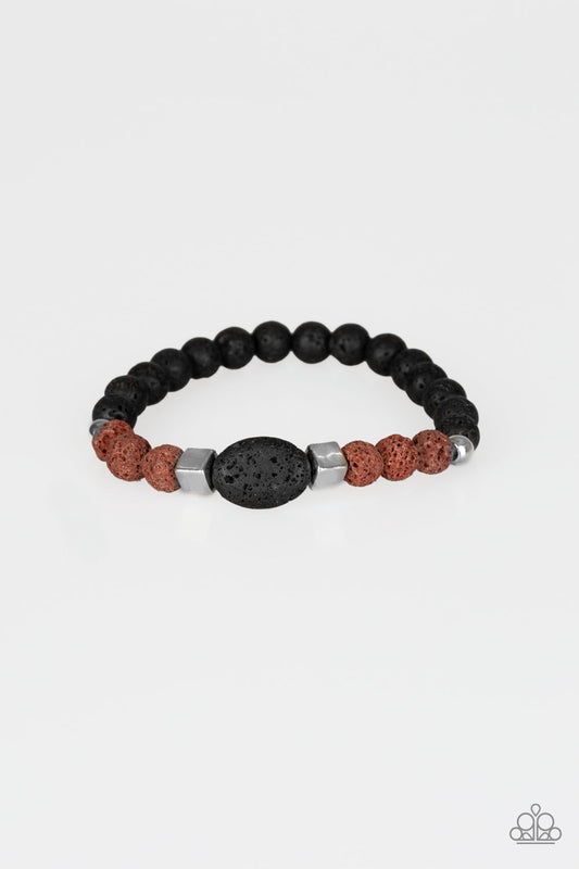 Paparazzi Accessories-Unwind Brown Lava Bead Bracelet