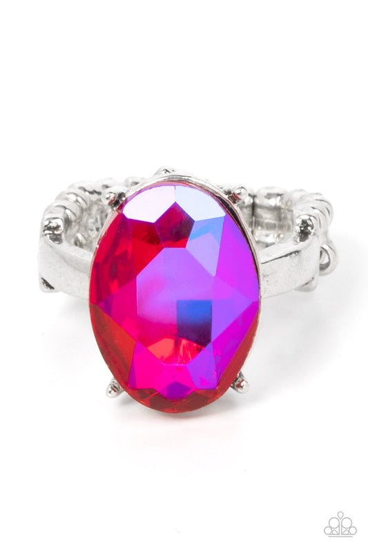 Paparazzi Accessories-Updated Dazzle Pink Iridescent Centerpiece Ring