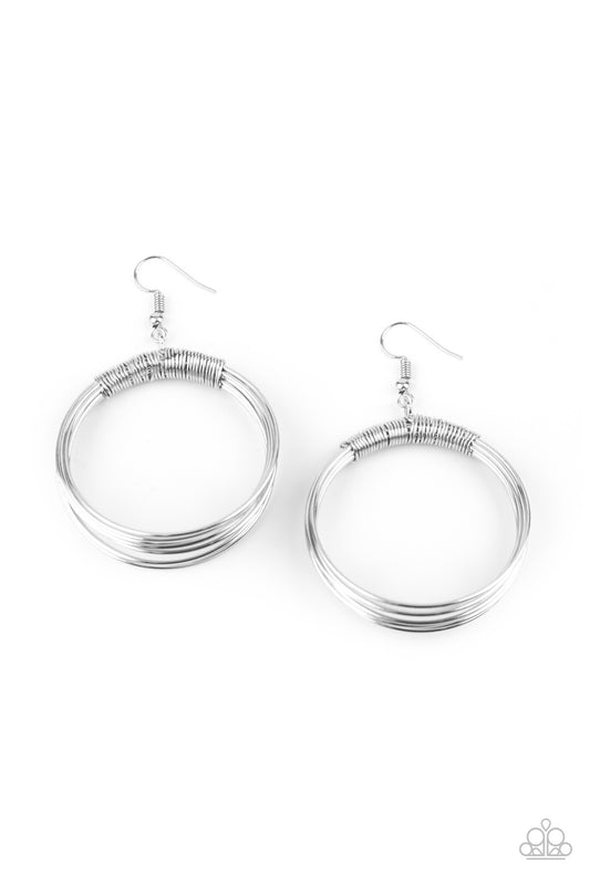 Paparazzi Accessories-Urban Spun Silver Wire Earrings