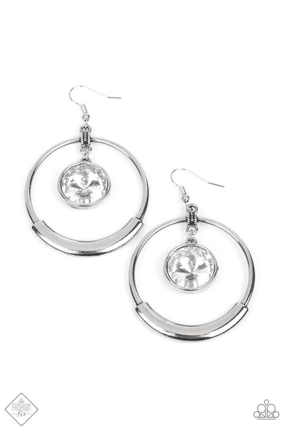 Paparazzi Accessories-Urban Echo White Hoop Fashion Fix Earring