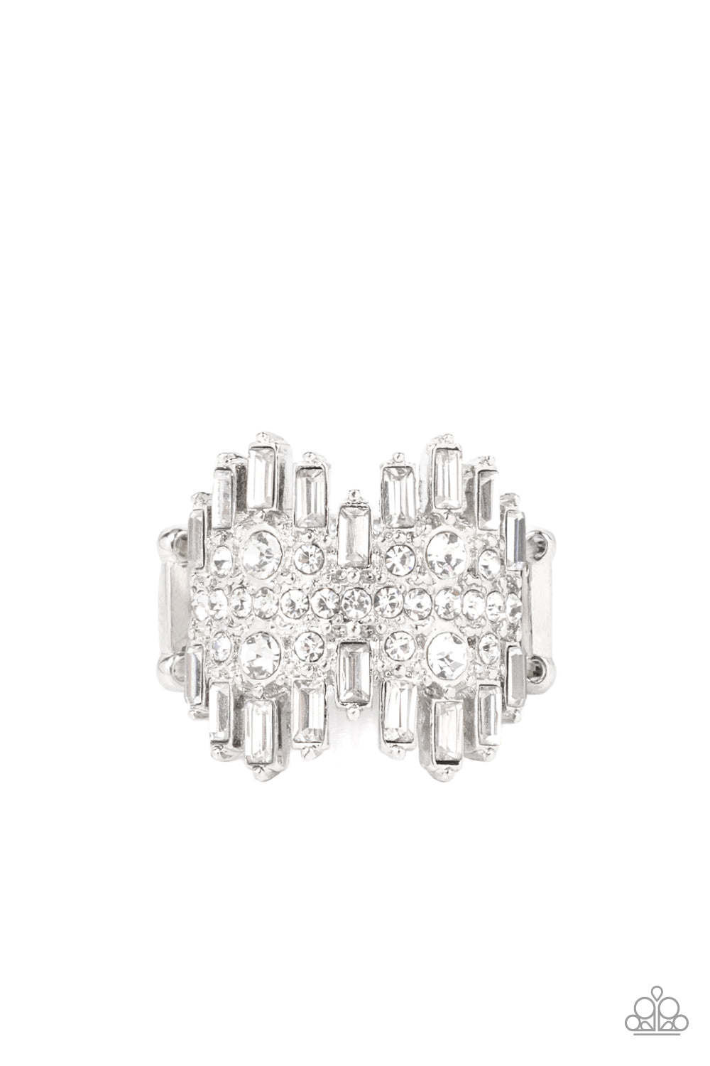 Paparazzi Accessories-Urban Empire Emerald Cut White Rhinestone Ring