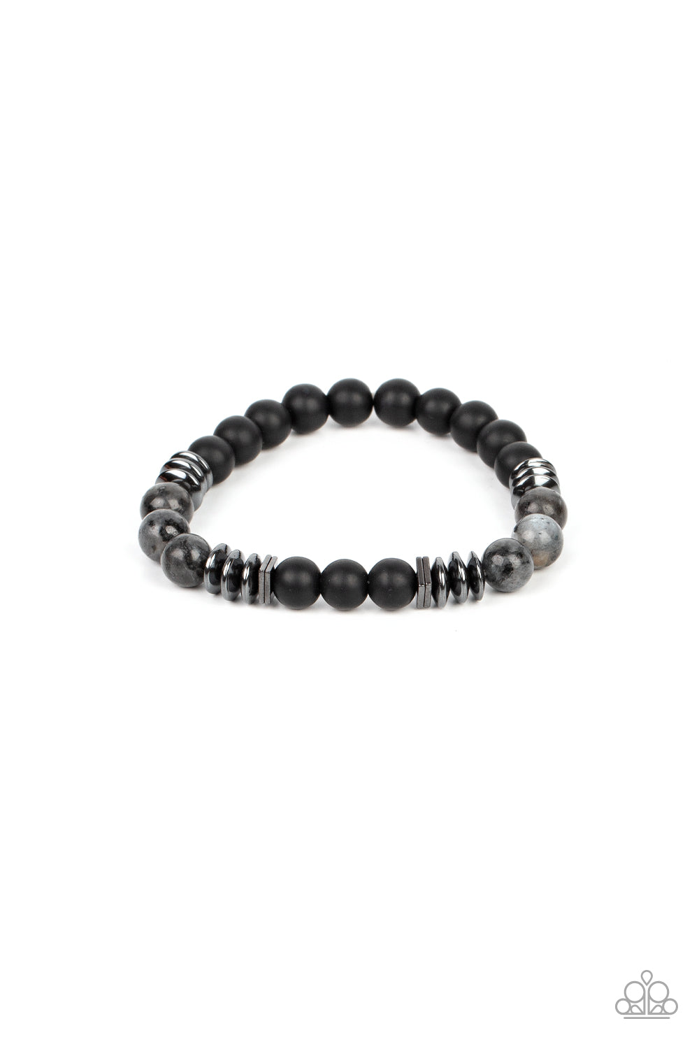 Paparazzi Accessories-Urban Therapy Black Speckled Stone Men's Bracelet