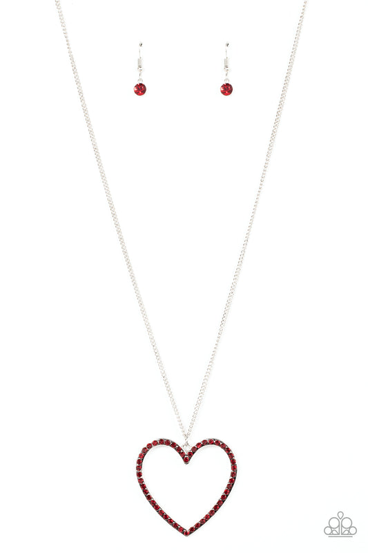 Paparazzi Accessories-Va-Va-VALENTINE Red Fiery Rhinestone Necklace Set